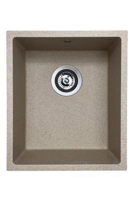 GraniteMy Universal granieten beige zand spoelbak 34x40 cm opbouw onderbouw en vlakinbouw met rvs plug 1208968007