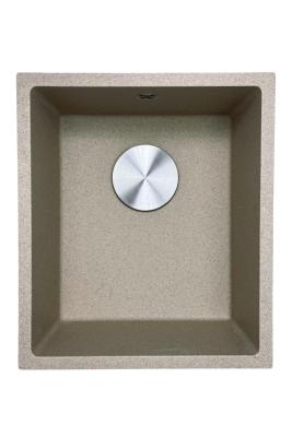 GraniteMy Universal granieten beige zand spoelbak 34x40 cm opbouw onderbouw en vlakinbouw met rvs plug 1208968007