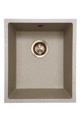 GraniteMy Universal granieten beige zand spoelbak 34x40 cm opbouw onderbouw en vlakinbouw met koperen plug 1208968009