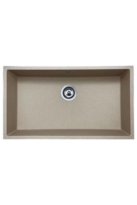 GraniteMy Universal granieten beige zand spoelbak 74x40 cm opbouw onderbouw en vlakinbouw met rvs plug 1208968017