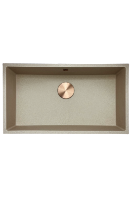 GraniteMy Universal granieten beige zand spoelbak 74x40 cm opbouw onderbouw en vlakinbouw met koperen plug 1208968019