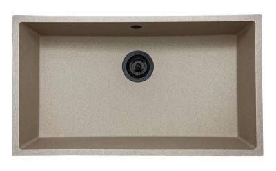 GraniteMy Universal granieten beige zand spoelbak 74x40 cm opbouw onderbouw en vlakinbouw met zwarte plug 1208968020
