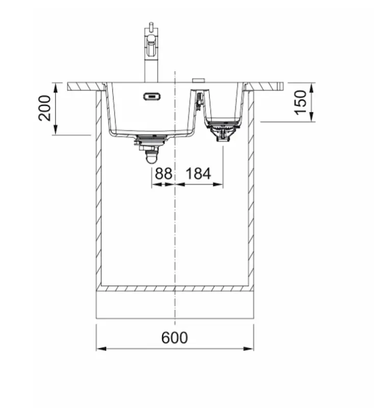Franke Maris MRG 260-34-15 Fragranite Slate Grey Spoelbak Bak Links Grijs donker Vlakinbouw 135.0714.635