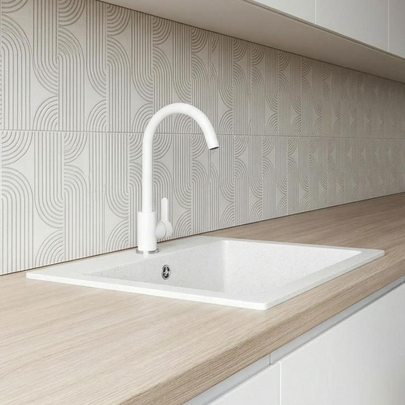 Graniteland Veritas Keukenmengkraan Wit  met draaibare uitloop 1208969531