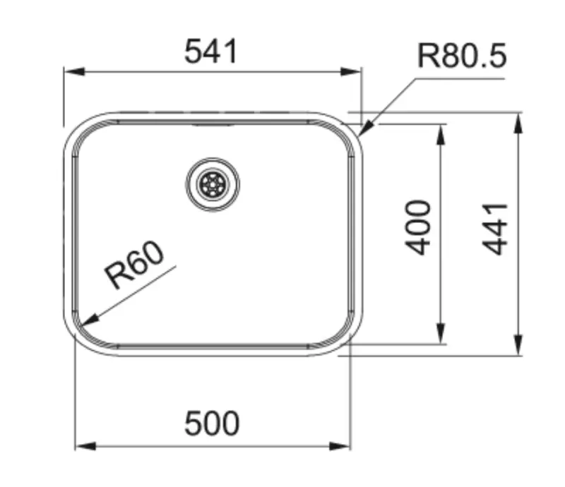 OUTLET Schade Franke Smart SRX 210.50 T RVS spoelbak 50x40 vlakinbouw 127.0688.777
