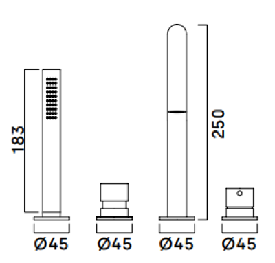 Waterevolution Flow 4-gats Badkraan voor Badrandmontage Wit H T138HBR