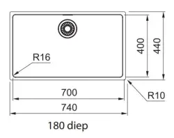 OUTLET Deukje Franke Maris MRX 210.70 extra grote rvs spoelbak vlakbouw 1208969727