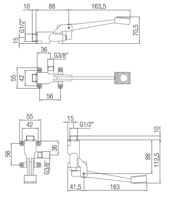 PB Pedal Line Voetpedaal chroom voor Vloer of Wandmontage 1208969729