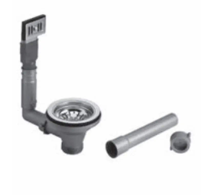 PB klassieke koper afvoerset met overloop voor een keuken spoelbak en korfplug afsluitbaar 1208969783