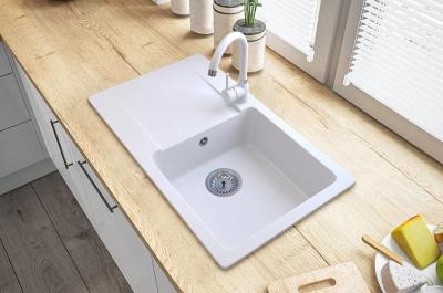 Graniteland Liri Granieten Witte spoelbak met afdruipgedeelte 765x448 mm 1208969990