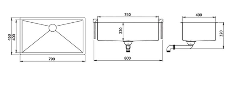Ausmann Mosel koperen grote Spoelbak RVS - PVD koper 74x40 universeel 1208970018