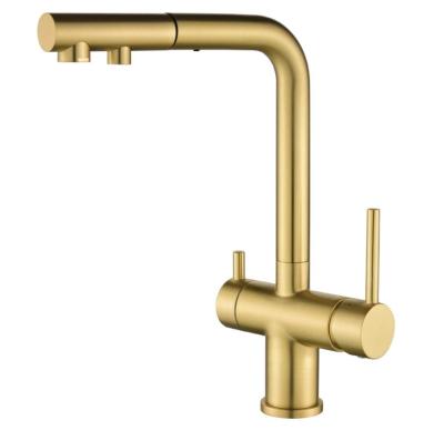 Ausmann Ellington 3-Weg Keukenmengkraan met Uittrekbare Uitloop en Gefilterd Water – Goud- 1208970498