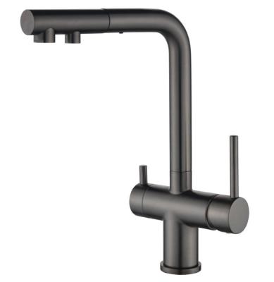 Ausmann Ellington 3-Weg Keukenmengkraan met Uittrekbare Uitloop en Gefilterd Water – Gun metal- 1208970499