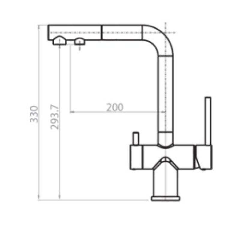 Ausmann Ellington 3-Weg Keukenmengkraan met Uittrekbare Uitloop en Gefilterd Water – Gun metal- 1208970499