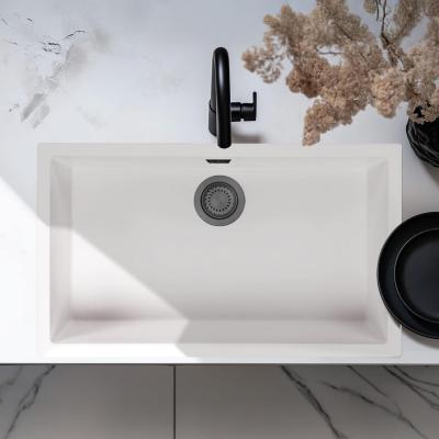 Witte Grote Spoelbak 70x40 cm Onderbouw, Opbouw en Vlakinbouw met Gun Metal Plug 1208970520