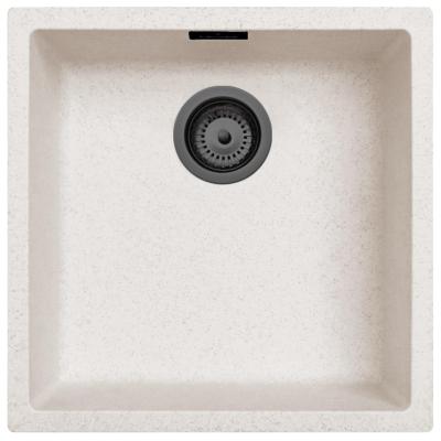 Zand Wit Creme Spoelbak 40x40 cm Onderbouw, Opbouw en Vlakinbouw met Gun Metal Plug 1208970539