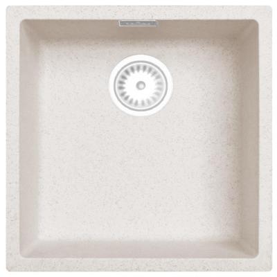 Zand Wit Creme Spoelbak 40x40 cm Onderbouw, Opbouw en Vlakinbouw met Witte Plug 1208970541
