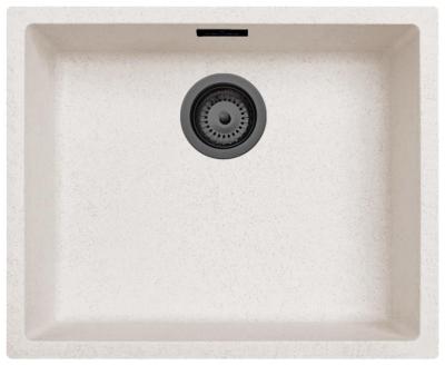 Zand Wit Creme Spoelbak 50x40 cm Onderbouw, Opbouw en Vlakinbouw met Gun metal Plug 1208970544