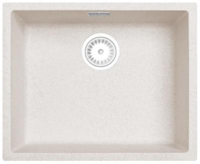 Zand Wit Creme Spoelbak 50x40 cm Onderbouw, Opbouw en Vlakinbouw met Witte Plug 1208970546