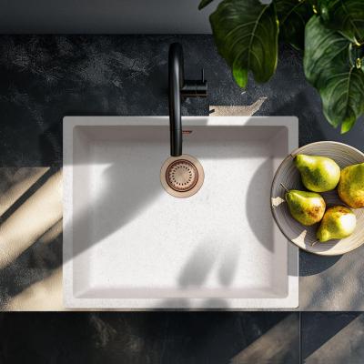 Zand Wit Creme Spoelbak 50x40 cm Onderbouw, Opbouw en Vlakinbouw met Koper Plug 1208970548