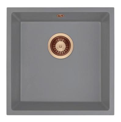 GraniteMy Universal Granieten Grijs Spoelbak 40x40 cm Opbouw, Onderbouw en Vlakinbouw met Koperen Plug 1208970753
