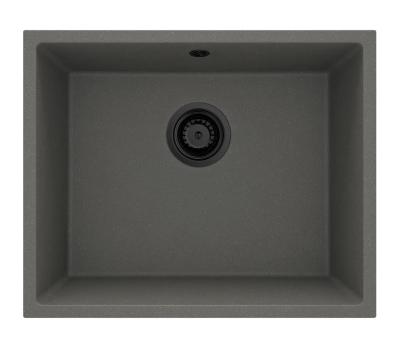 GraniteMy Universal Granieten Grijs, donker Spoelbak 50x40 cm Opbouw, Onderbouw en Vlakinbouw met Zwarte Plug 1208970755