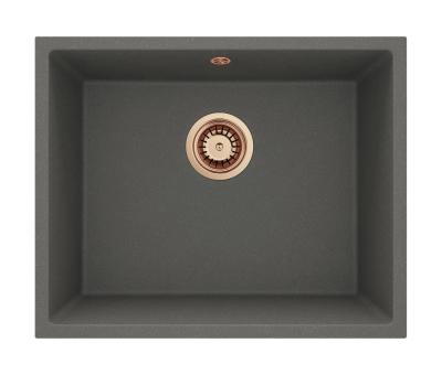 GraniteMy Universal Granieten Grijs, donker Spoelbak 50x40 cm Opbouw, Onderbouw en Vlakinbouw met Koperen Plug 1208970757