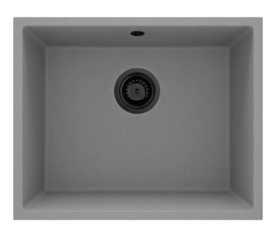 GraniteMy Universal Granieten Grijs Spoelbak 50x40 cm Opbouw, Onderbouw en Vlakinbouw met Zwarte Plug 1208970759