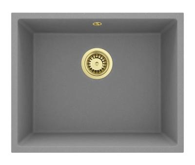 GraniteMy Universal Granieten Grijs Spoelbak 50x40 cm Opbouw, Onderbouw en Vlakinbouw met Gouden Plug 1208970760