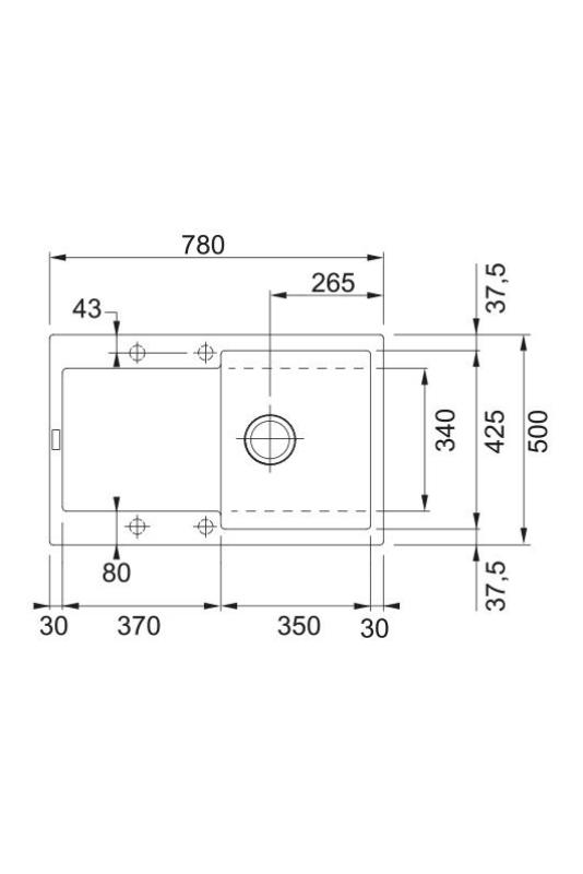Franke Maris MRG 611-78 Fragranite Mat Zwart Spoelbak 78 x 50 cm Opbouw met Afdruipgedeelte 114.0628.968