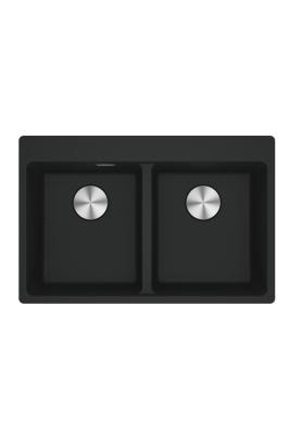 Franke Maris MRG 620 TL Fragranite Mat Zwart Dubbele Spoelbak 76 x 50 cmOpbouw met Kraangatbank 114.0668.738