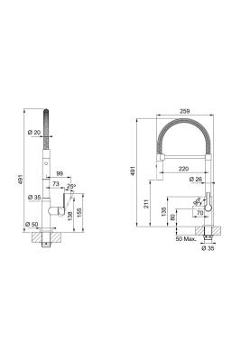 Franke Maris Semi Pro Keukenkraan Flexibele Uitloop Chroom 115.0728.395