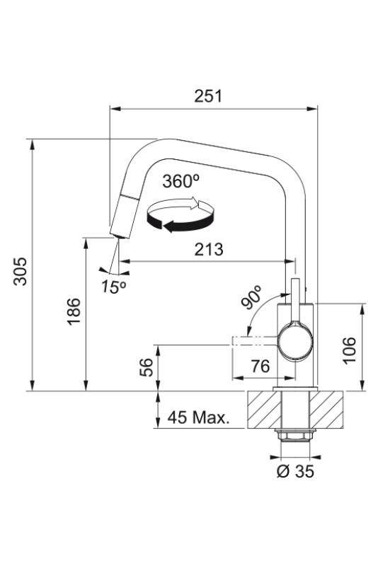 Franke Lina U Keukenkraan Chroom Uittrekbare Uitloop 115.0728.476