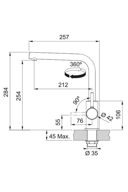 Franke Lina L Keukenkraan Draaibare Uitloop Coffee cream 115.0728.482