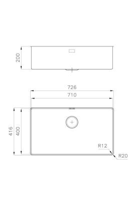 Foster Phantom Slimline RVS Spoelbak 71x40cm Onderbouw voor keramische aanrechtbladen 1208971121