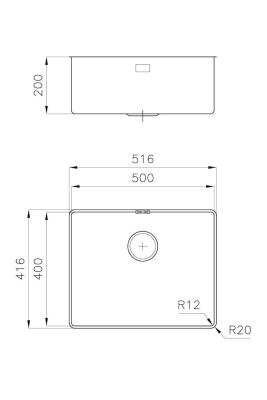 Foster Phantom Slimline RVS Spoelbak 50x40cm Onderbouw voor keramische aanrechtbladen 1208971122
