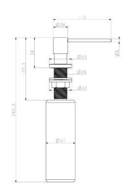 Ausmann Lirio Inbouw Zeepdispenser Gun metal van boven navulbaar 1208971201