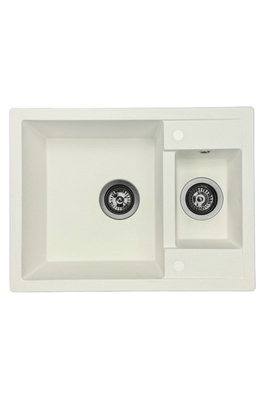 GraniteMy Smart extra ondiepe 1,5 granieten opbouw witte spoelbak 58x44cm met gun metal plug1208971225