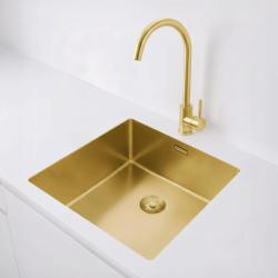 Pure.Sink Exclusivo Gouden spoelbak 40x40 cm 10mm radius onderbouw, vlakbouw en opbouw PEX4040-60