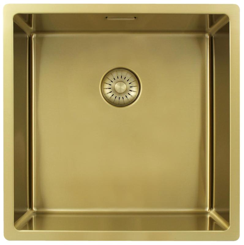Pure.Sink Exclusivo Gouden spoelbak 40x40 cm 10mm radius onderbouw, vlakbouw en opbouw PEX4040-60