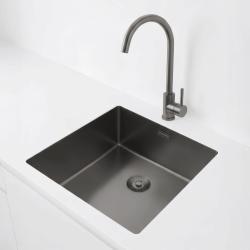 Pure.Sink Exclusivo Gun metal spoelbak 40x40 cm 10mm radius onderbouw, vlakbouw en opbouw PEX4040-61