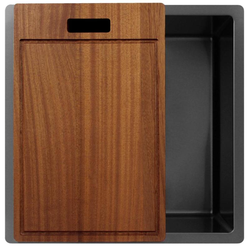 Pure.Sink Exclusivo Gun metal spoelbak 40x40 cm 10mm radius onderbouw, vlakbouw en opbouw PEX4040-61