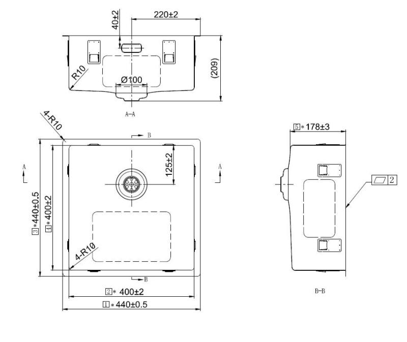 Pure.Sink Exclusivo Koperen spoelbak 40x40 cm 10mm radius onderbouw, vlakbouw en opbouw PEX4040-62