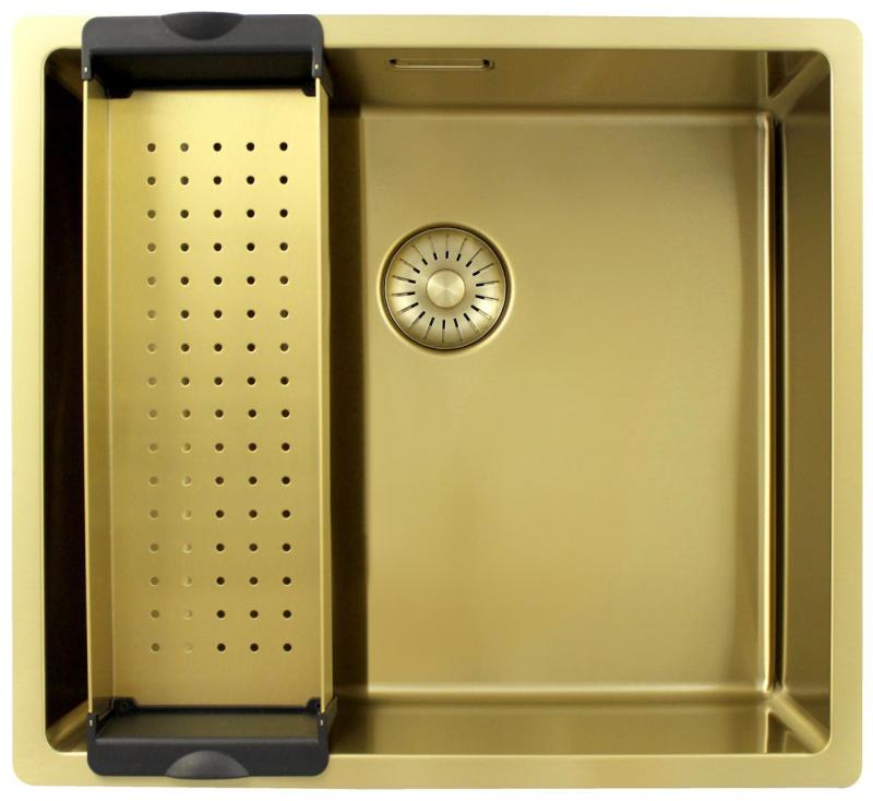 Pure.Sink Exclusivo Gouden spoelbak 45x40 cm 10mm radius onderbouw, vlakbouw en opbouw PEX4540-60