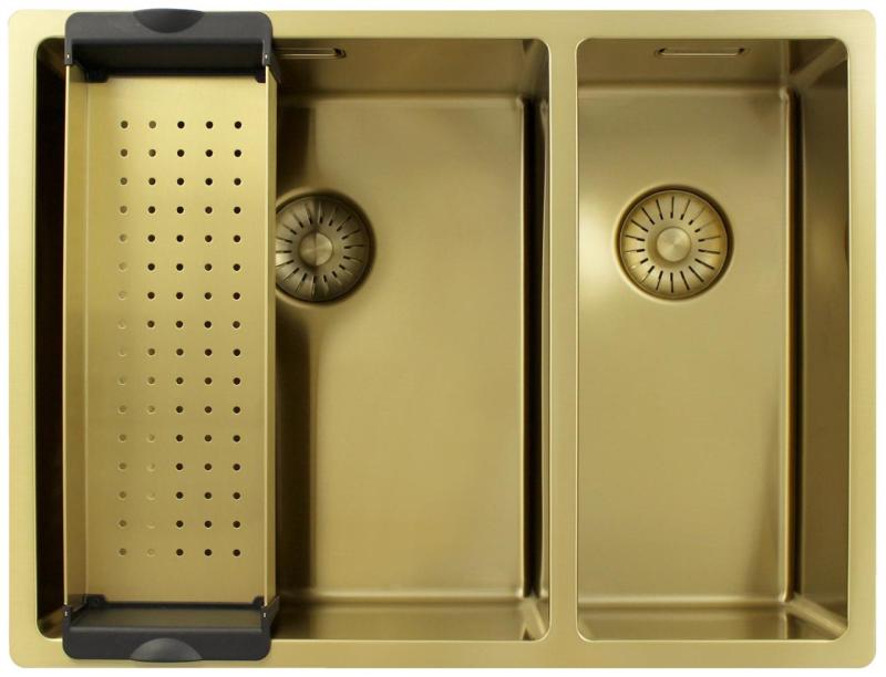 Pure.Sink Exclusivo Gouden 1,5 anderhalve spoelbak 34+18 cm 10mm radius PEX341840-60