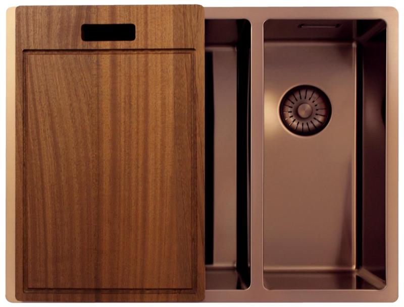 Pure.Sink Exclusivo Koperen 1,5 anderhalve spoelbak 34+18 cm 10mm radius PEX341840-62