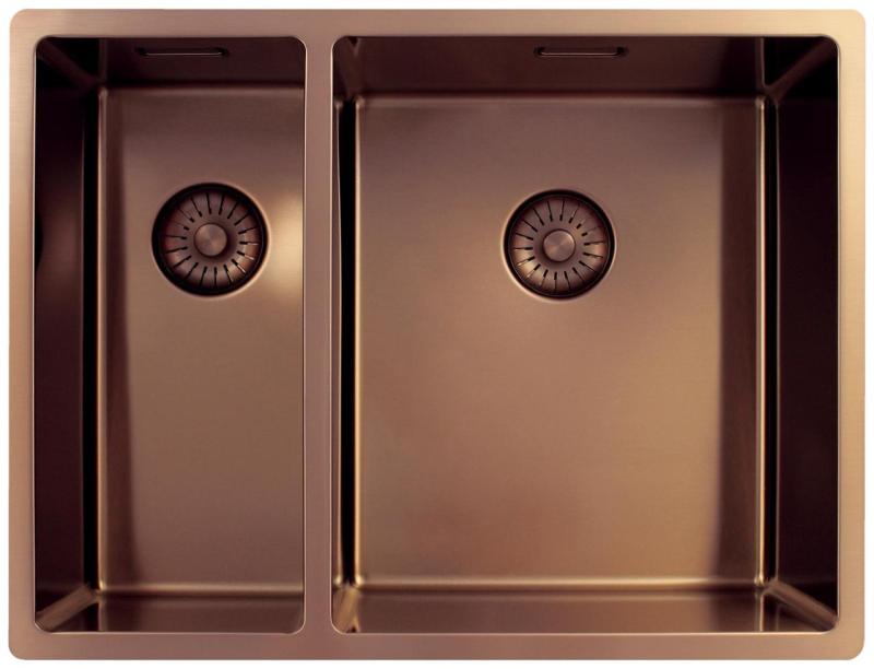 Pure.Sink Exclusivo Koperen 1,5 anderhalve spoelbak 18+34cm 10mm radius PEX183440-62