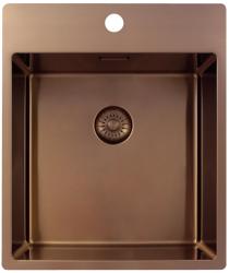 Pure.Sink Exclusivo Koperen spoelbak 44x52 cm Tapwing met kraangatbank 10mm radius PEX4040T-62