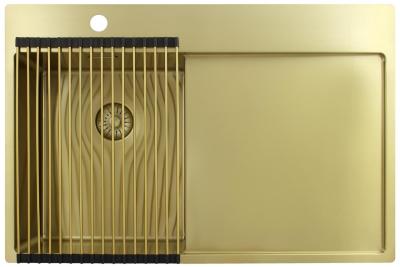 Pure.Sink Exclusivo Gouden kleine spoelbak met afdruipgedeelt 78x52 cm Tapwing links PEX3478LT-60