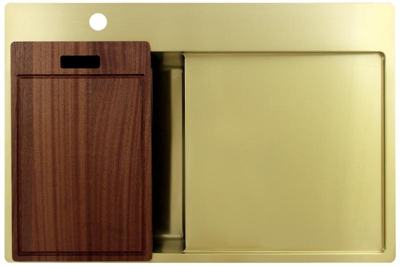 Pure.Sink Exclusivo Gouden kleine spoelbak met afdruipgedeelt 78x52 cm Tapwing links PEX3478LT-60